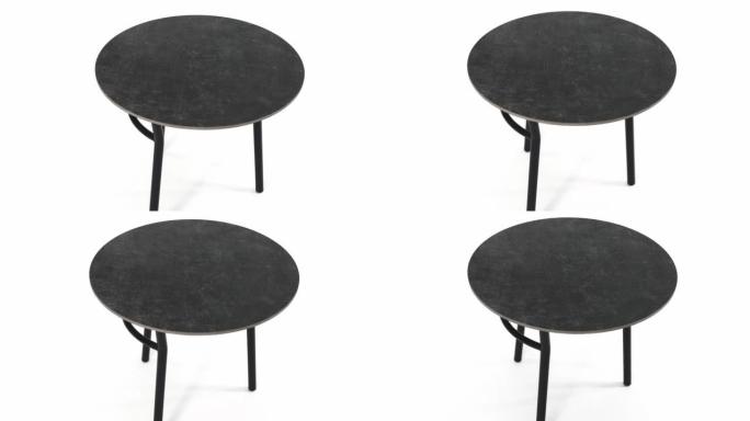 现代黑色咖啡桌，黑色大理石表面。
