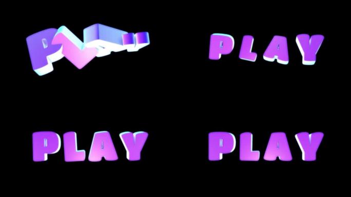 霓虹灯文字游戏的3D动画。视频和网络游戏的概念，赌场。