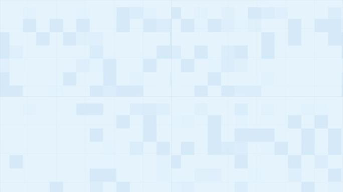抽象蓝白干净正方形马赛克软高科技技术元宇宙区块链公司运动背景。视频动画超高清4K 3840x2160