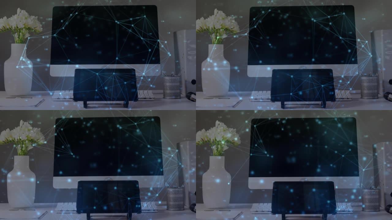平板电脑和电视连接网络的动画
