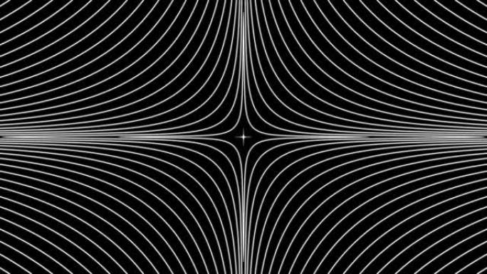 黑色背景循环上脉动极星图案。创意催眠设计背景。Hipnosis动态循环模式。