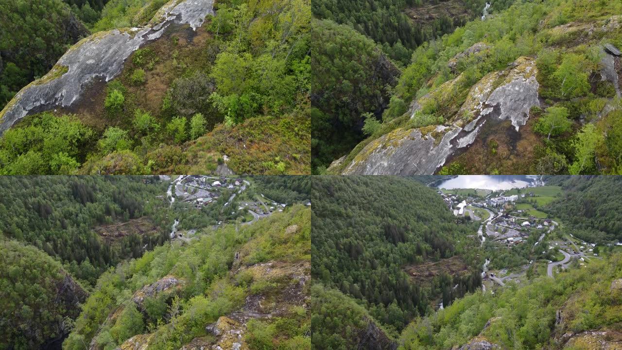 挪威盖兰格峡湾风景如画的无人机景观