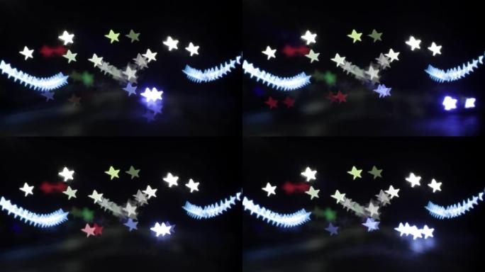 汽车前灯发出的光或电线杆上的灯以星星的形式看到的电流朦胧1