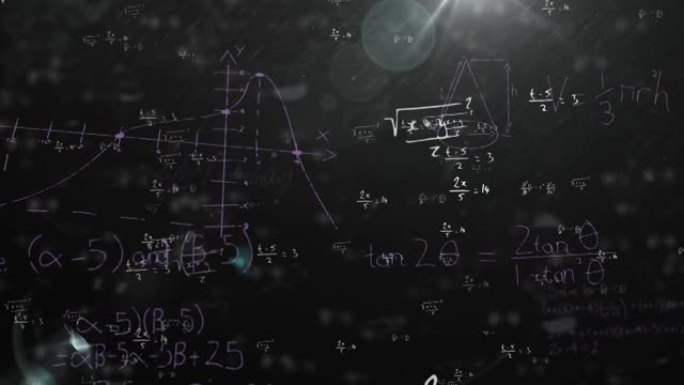 黑色背景上的数学方程动画