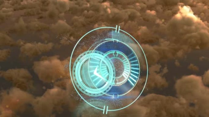 多云天空上的蓝色时钟动画