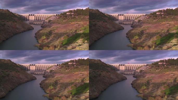 令人惊叹的电影跟踪拍摄了阿尔坎塔拉大坝的R到L