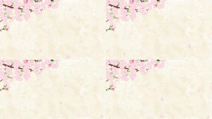 摇曳的樱花和飘落的花瓣，简单的日式背景循环动画4k视频素材。