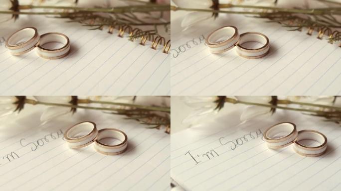 注意结婚戒指旁边的遗憾字。
