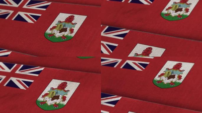 百慕大国旗动画股票视频-百慕大国旗纹理3d渲染背景-高度详细的织物图案股票视频