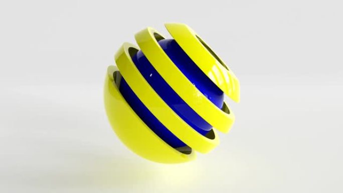 3D黄色和蓝色球体动画循环