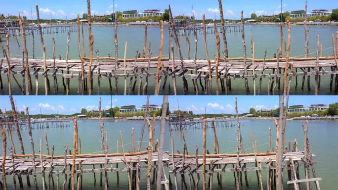 泰国当地渔民水上建筑木桥