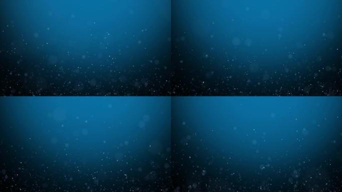 艺术深蓝色bokeh水泡粒子复制空间动画背景。