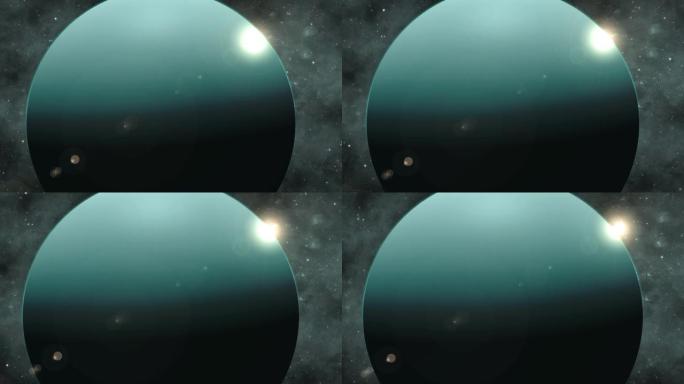 3d逼真的天王星行星视图与恒星