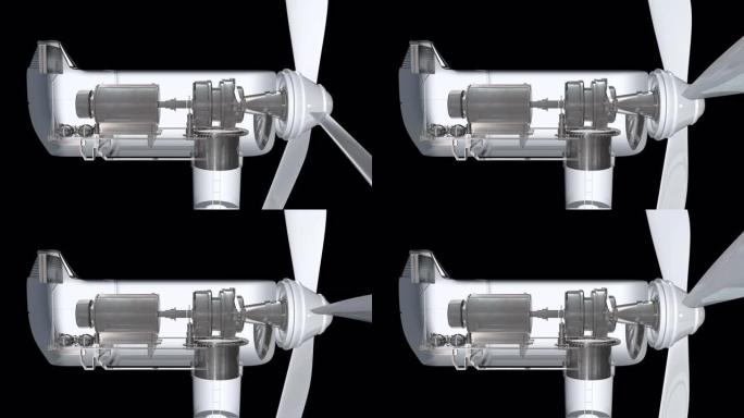 风力涡轮机动画的高度细节