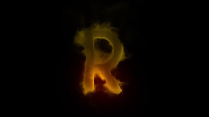 烟雾和火灾中的字母R，烟雾中的字母，字母，阿尔法通道