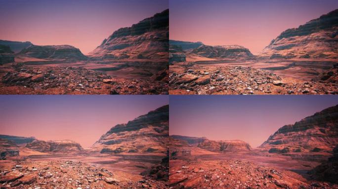 干旱的红色星球火星的昼夜周期