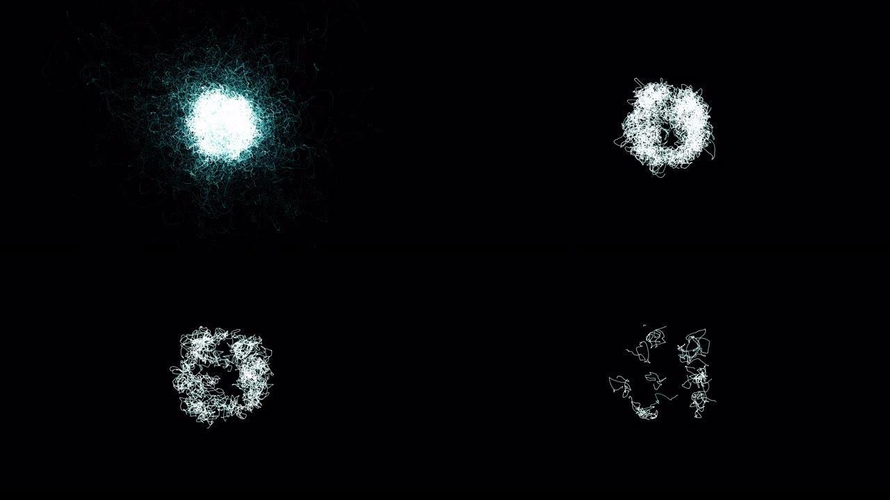 阿尔法通道的任何背景上的电爆炸。科学概念。抽象电学现象，宇宙奇迹。培训视频。教育视觉动画。3d动画