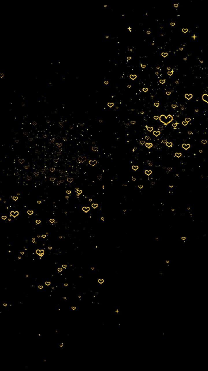金色红心星辰轰轰烈烈的动画素材 (黑底) 竖