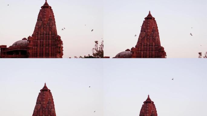 从独特的角度拍摄古代印度教寺庙建筑