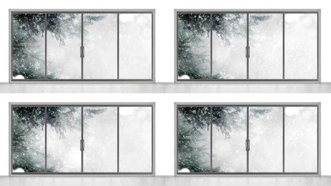 窗户后面的4k视频冬季景观