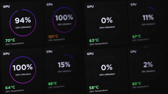 GPU和CPU使用在计算机中应用程序的图形显示上显示的信息。利用率、温度、时钟速度等。