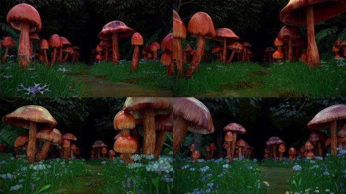森林魔法蘑菇120 bpm psilocybin 4k循环中的迷幻3D舞蹈