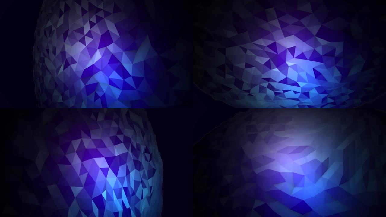 黑暗空间中的蓝色未来液体球体