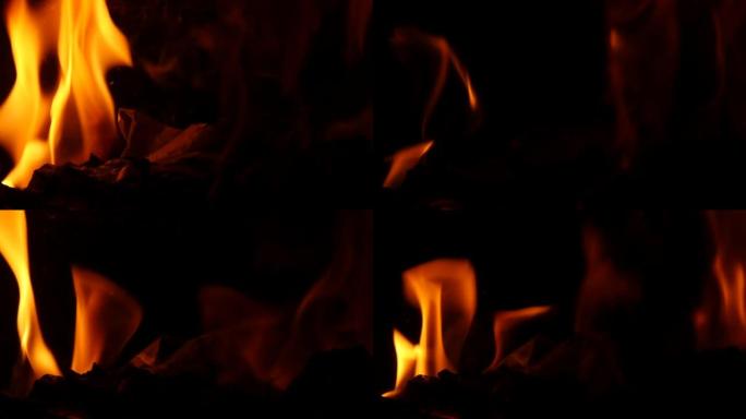 火炉慢速燃烧的特写镜头每秒96帧54