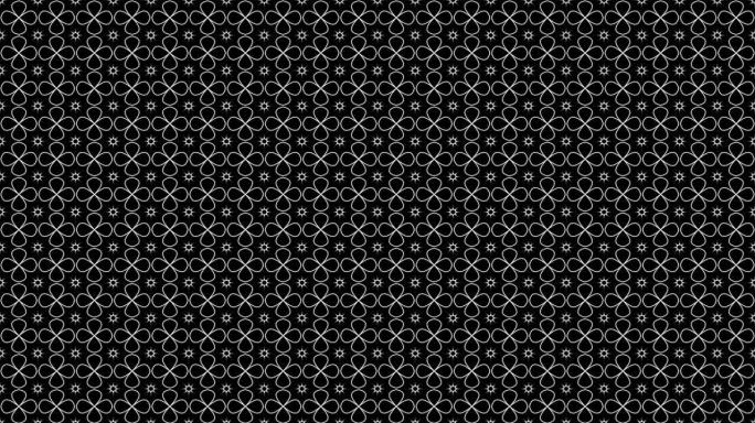 黑色背景环上的花卉瓷砖填充图案。创意催眠设计背景。Hipnosis动态循环模式。