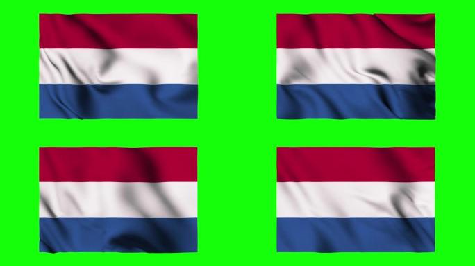 由阿尔法通道 (透明背景) 隔离的荷兰国旗。高度详细的织物纹理。全4k分辨率的无缝循环。荷兰国旗。