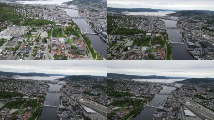 挪威维肯德拉门市的无人机景观-慢动作