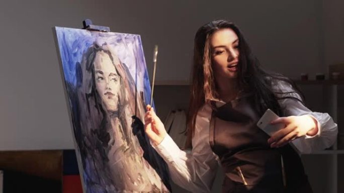 绘画学校女艺术家教程视频