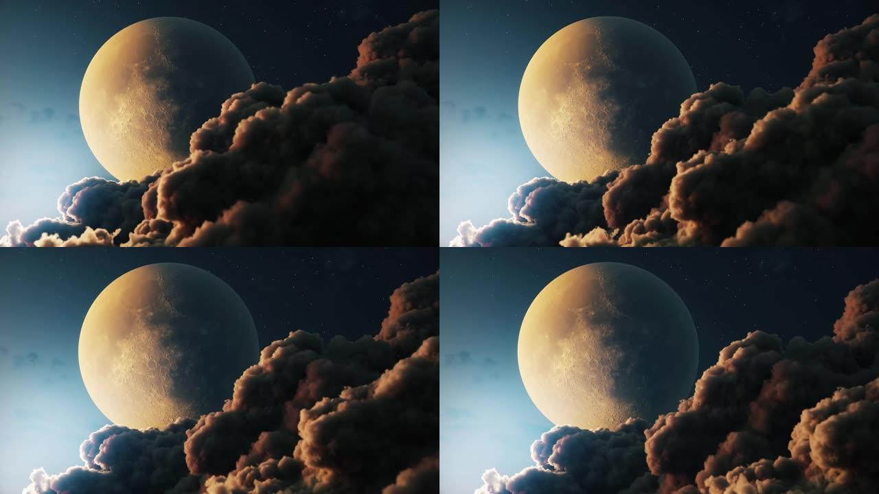 月球背景上的积云月球背景上的积云云层