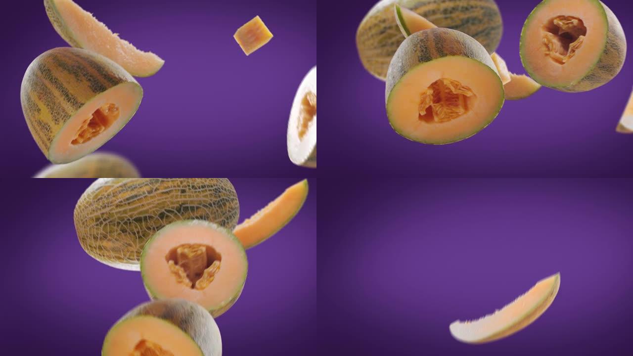 紫罗兰色背景下的飞瓜瓜片