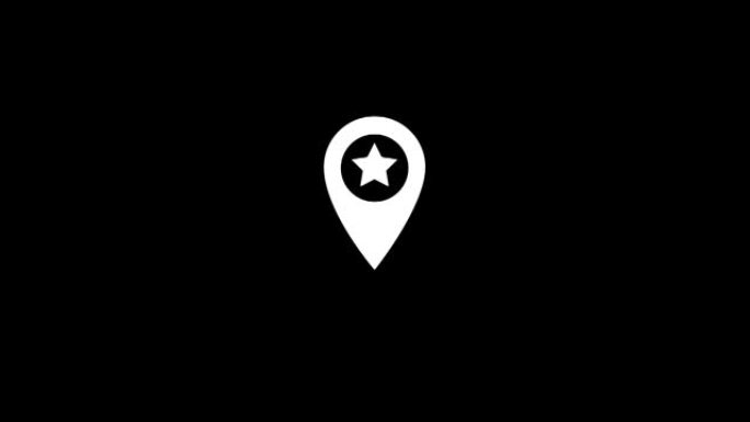 在黑色背景上孤立的mappin和star Icon动画。