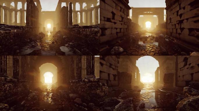 3D动画中的古代寺庙