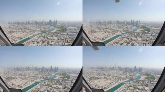 迪拜的直升机景观，迪拜的旅游观光。