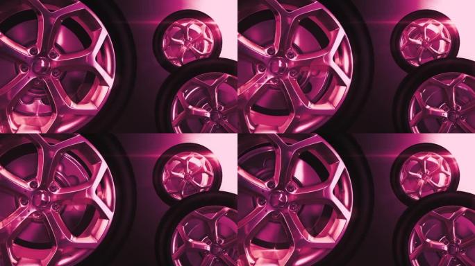 黑色车轮和粉色轮辋动画