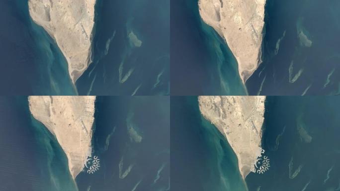 卫星1984年和2020在波斯湾建造巴林人工群岛珍珠的时间推移。