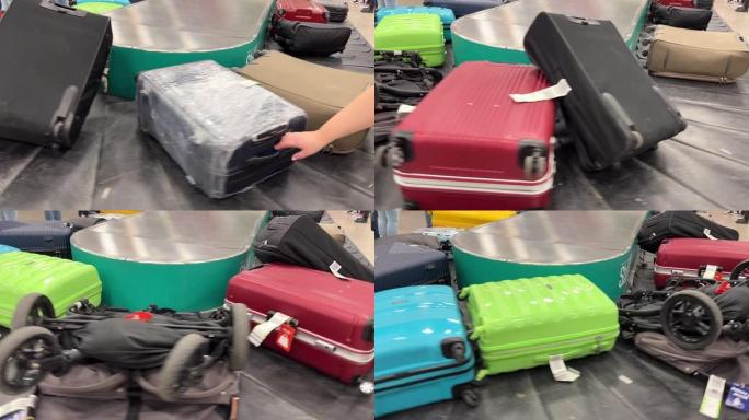沙姆沙伊赫国际机场客运大楼到达区行李传送带上的各种行李箱