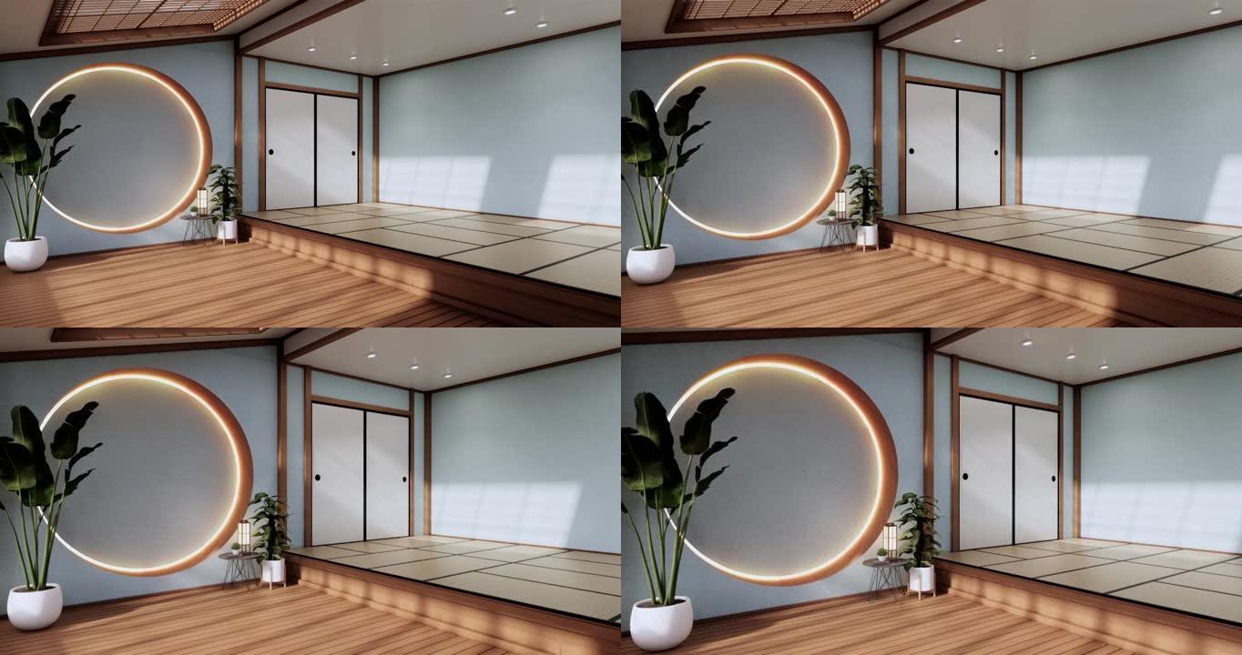 薄荷客厅日本热带简约设计。3d渲染