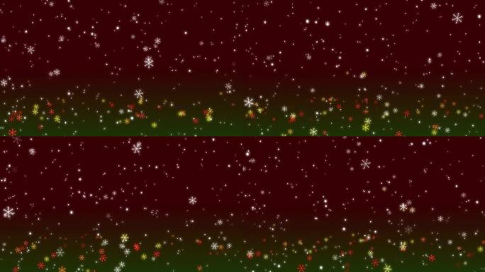 4k圣诞雪花粒子背景，慢动作，强烈，雪花，六角形棱镜，冬季，圣诞节，新年，暴风雪。