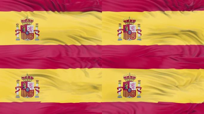 4K西班牙国旗。挥舞着的3D动画