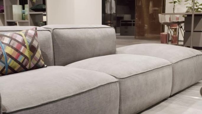现代客厅内部配有舒适的沙发。现代舒适的房子。