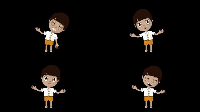 男孩唱歌跳舞动画角色说话头循环阿尔法