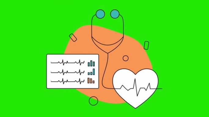 卡通听诊器和医疗图标的4k视频。