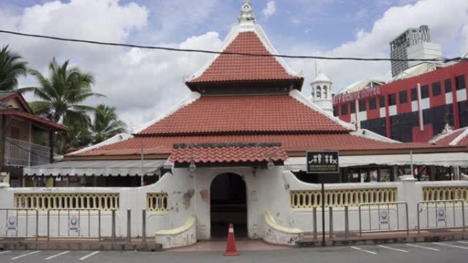 马来西亚马六甲甘榜Hulu清真寺立面的常规镜头