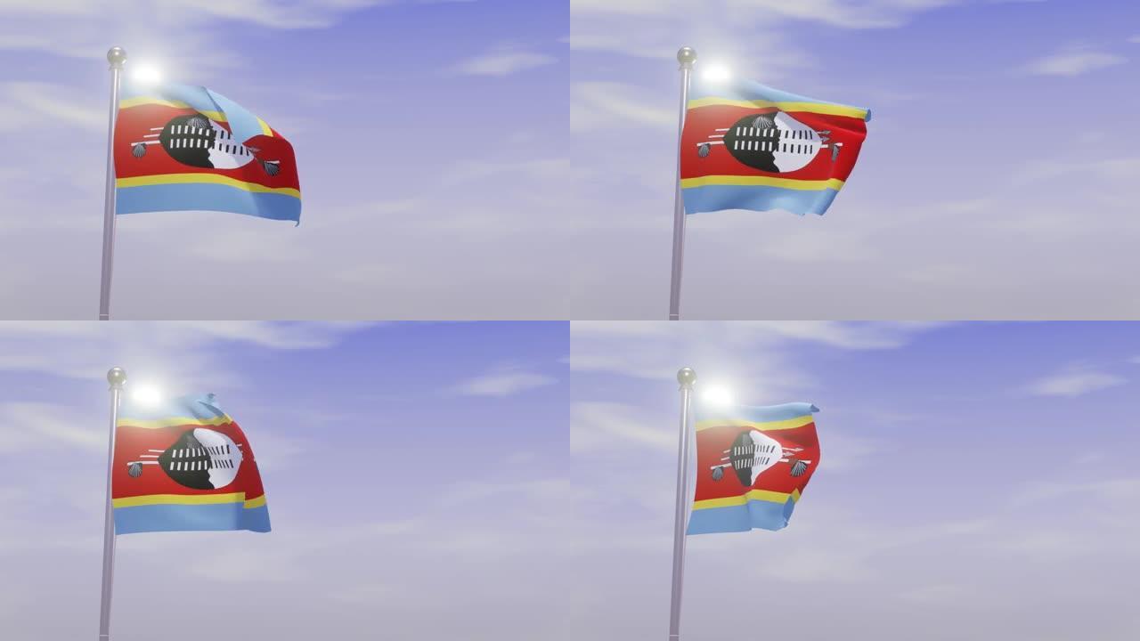 有天有风的动画国旗-埃斯瓦蒂尼