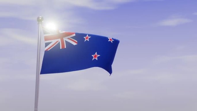 带天空和风的动画国旗-新西兰