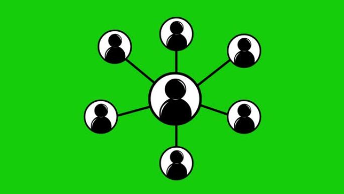 动画图标网络或团队合作